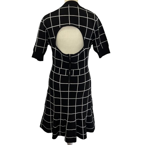 Like new MILLY Black & White Windowpane Jacquard Mini A-Line Dress Size โฆ - Picture 5 of 15